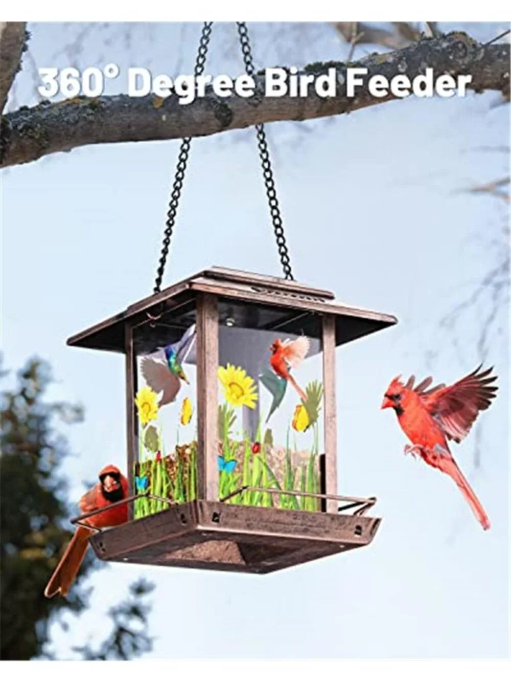 Solar Bird Feeders for Outdoors - 2.5 LBs Metal Wild Large & Small Bird Feeder